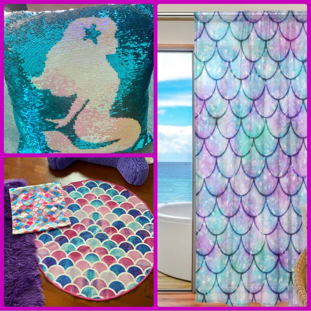 Girls Mermaid Bedroom Decor Set